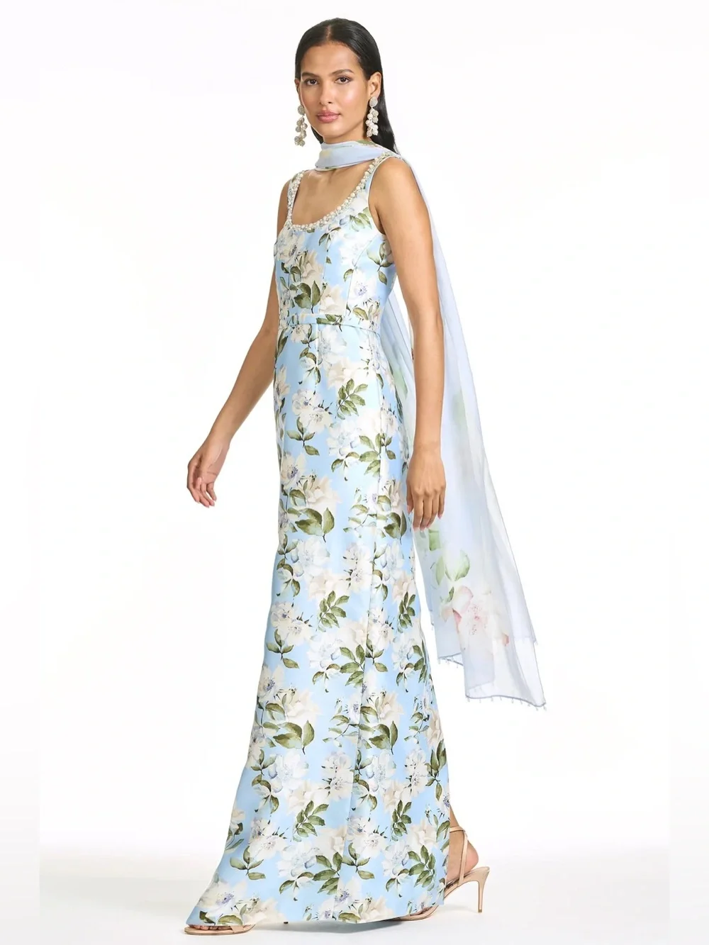 Sachin + Babi Lana Floral Gown in Sky Camellia